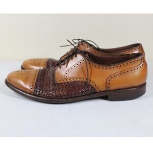 Allen Edmonds Sanford Men's 12A Woven Brown Leather Cap Toe Dress Shoe